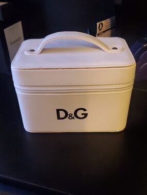 D&G Cream Travel Vanity Case with Black Logo